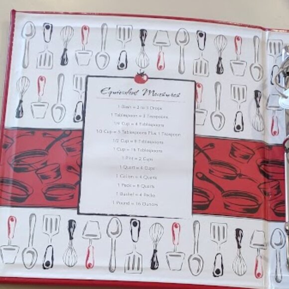 C. R.GIBSON KITCHEN KEEPER BINDER BONDED RED LEATHER RECIPE BOOK 9 X 9.5  NWOT - Picture 6 of 13